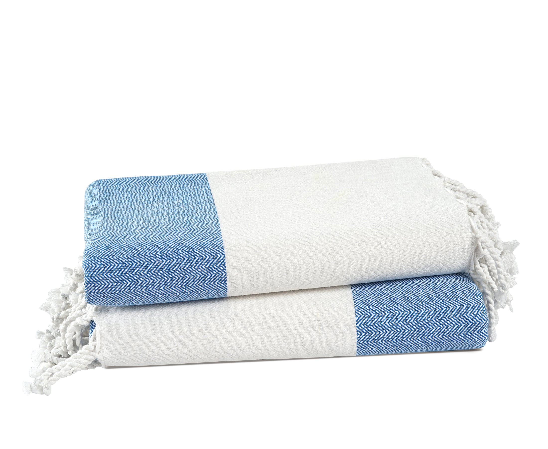 Set of 2 Herringbone Turkish Beach Towels - Placid Blue